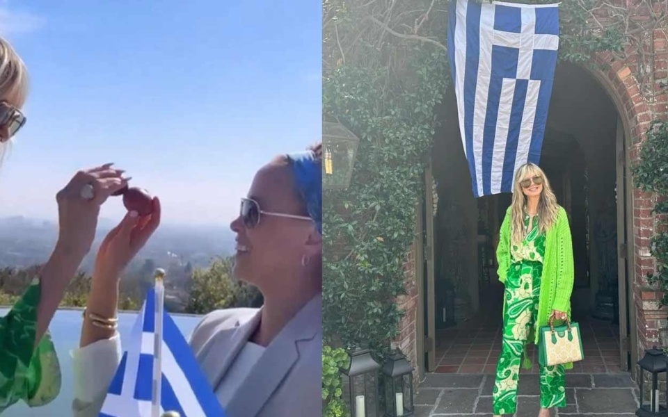 Η Heidi Klum γιορτάζει το Πάσχα στην Ελλάδα με κόκκινα αυγά και φωτογραφίες με σημαίες>