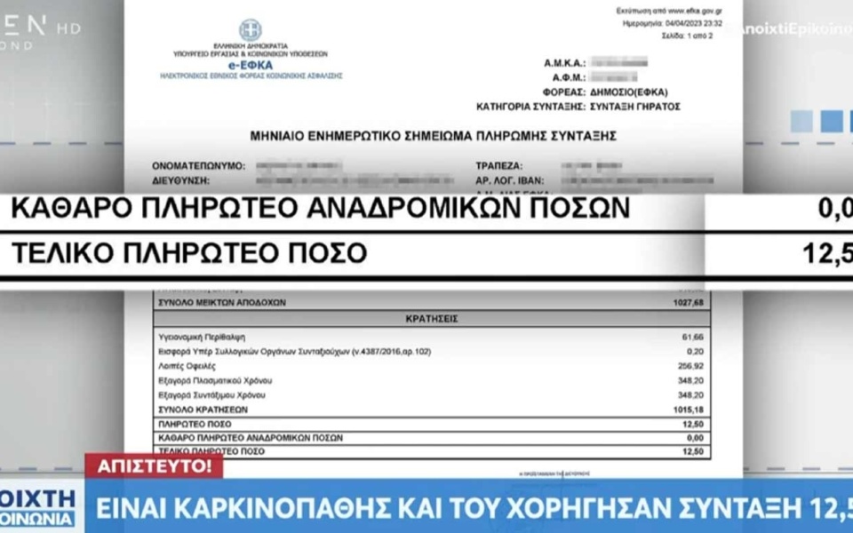 Πέρα από κάθε λογική: Σε ασθενή με καρκίνο χορηγείται σύνταξη μόλις 12,50 ευρώ>